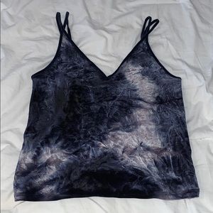 tie-dyed indigo/lavender velvet tank top